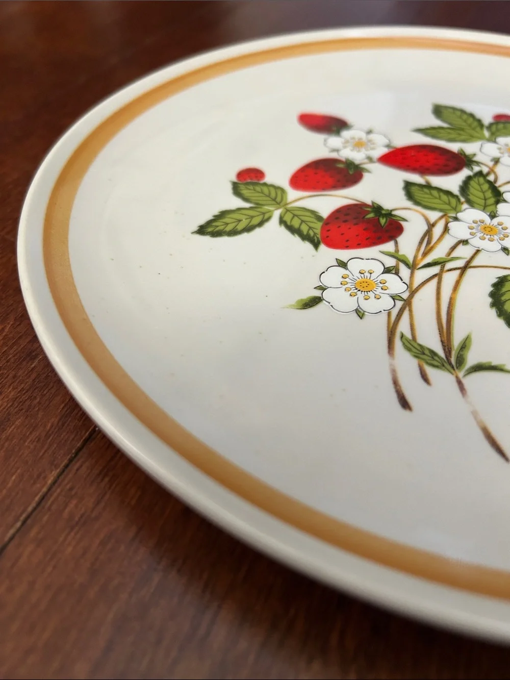 Sheffield Vintage Strawberries ‘n Cream Dinner Plates with Gold Rim, Set of Two
